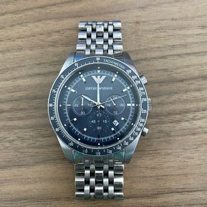 Emporia Armani Mens AR6072 Sport Silver Blue Watch